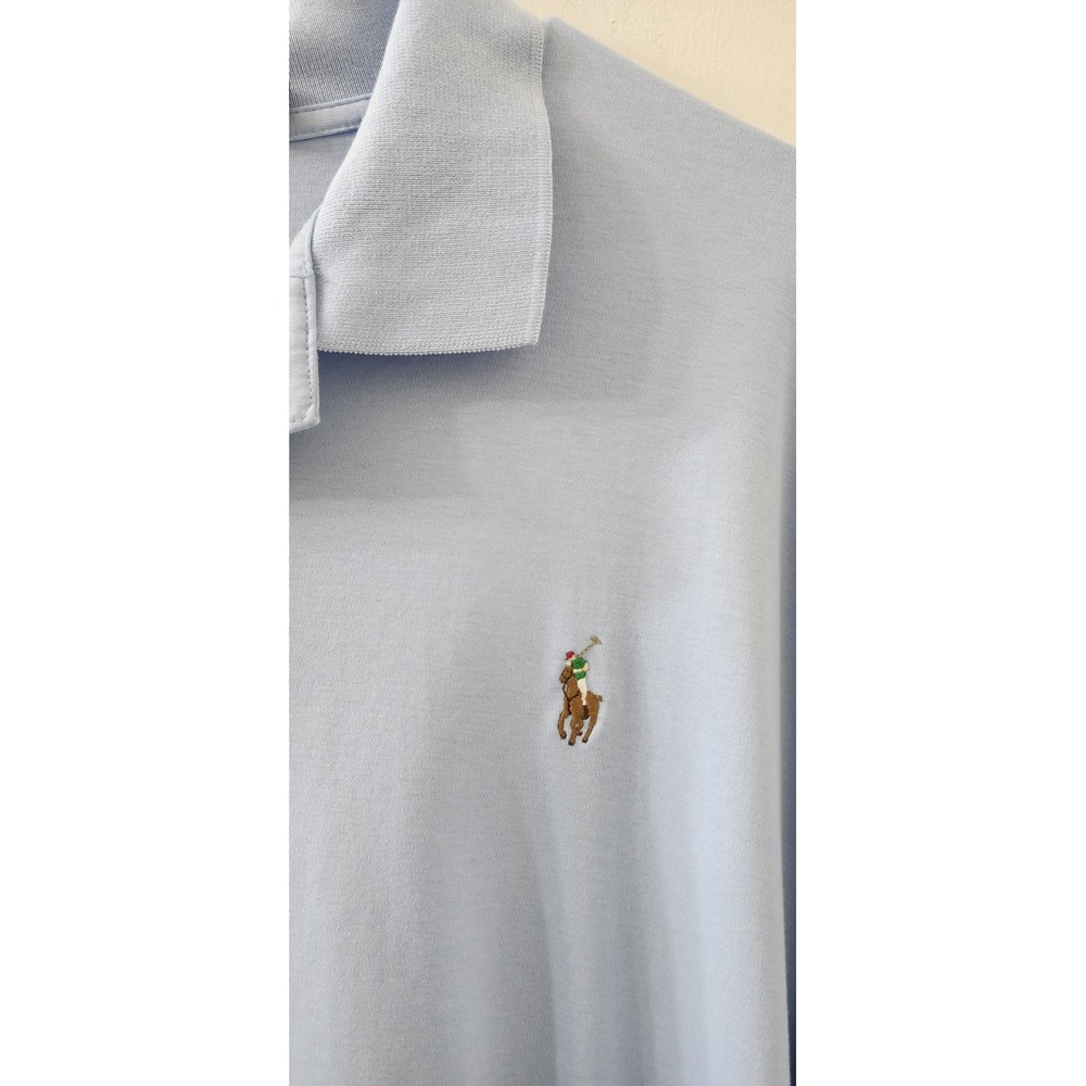 Polo Ralph Lauren Pima Soft Touch Polo Shirt Mens XXL Light Blue Short Sleeve - Picture 3 of 9